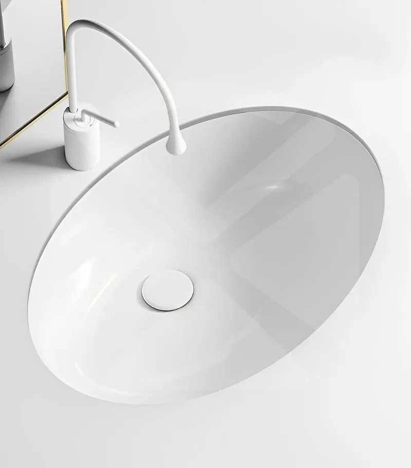 Elipps Oval Undermount Ceramic Basin 470x390x195mm - With Background