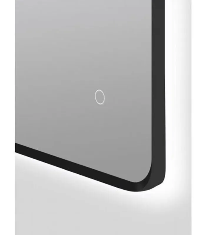 Aqua 810mm x 610mm Black Aluminum Framed Rectangle LED Mirror With 3 Color Lighting & Touch Sensor Switch