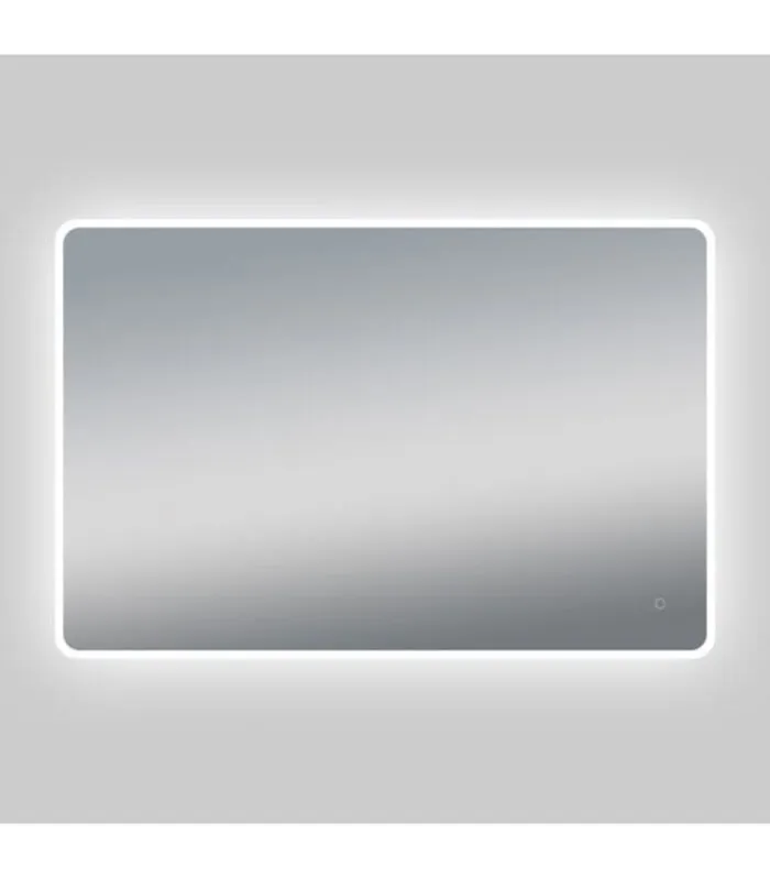 Aqua 1200mm x 800mm Curved Rim Rectangle LED Mirror With 3 Color Lighting, Acrylic Side Light & Touch Sensor Switch