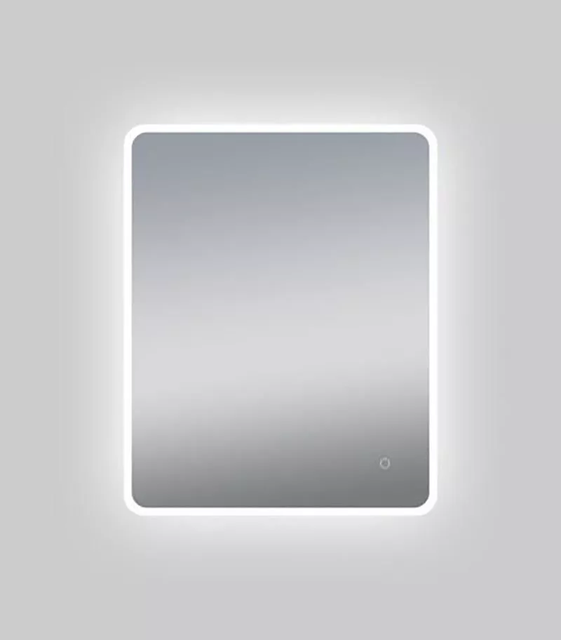 Aqua 600mm x 750mm Curved Rim Rectangle LED Mirror With 3 Color Lighting, Acrylic Side Light & Touch Sensor Switch