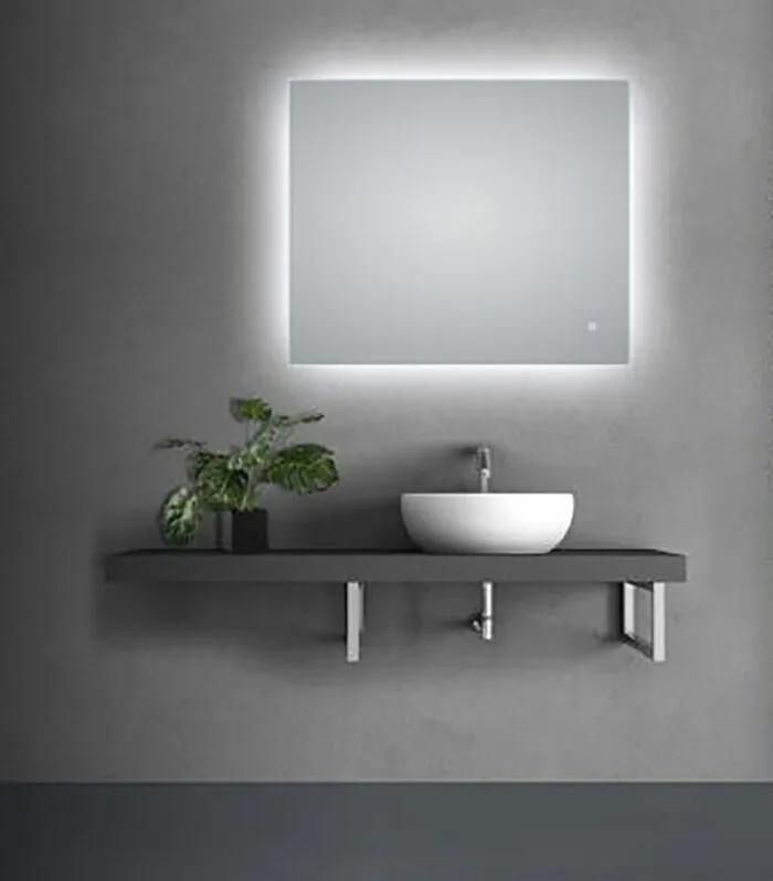 Aqua 900mm x 750mm Rectangle LED Mirror With 3 Color Lighting & Touch Sensor Switch Defogger Pad