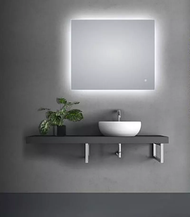 Aqua 900mm x 750mm Rectangle LED Mirror With 3 Color Lighting & Touch Sensor Switch Defogger Pad