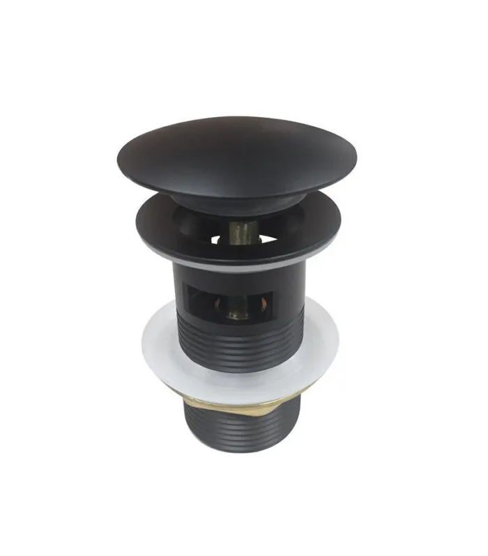 Aqua 32/40mm Mushroom Basin Pop Up Waste With Overflow - Matt Black