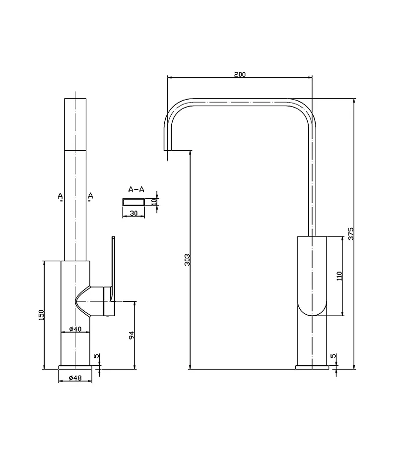 Ruki Brass Sink Mixer - Specification