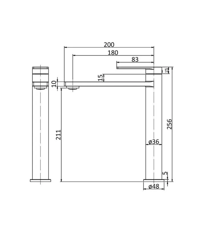 Ruki Brass Tall Basin Mixer - Specification