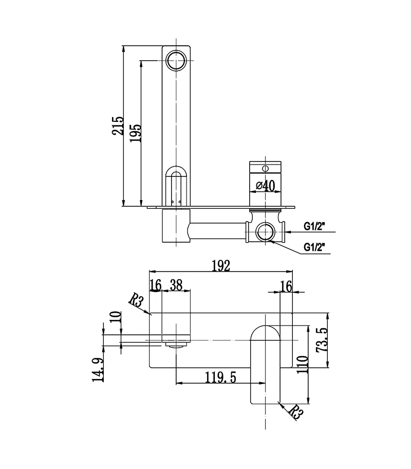 Ruki Brass Basin/Bath Mixer - Specification