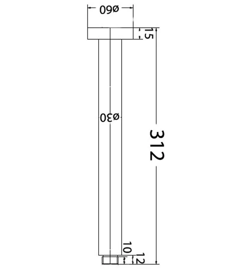 Cora 300mm Round Ceiling Arm - Specification