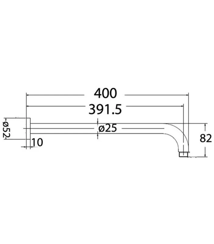 Cora 400mm Round Brass Shower Arm - Specification