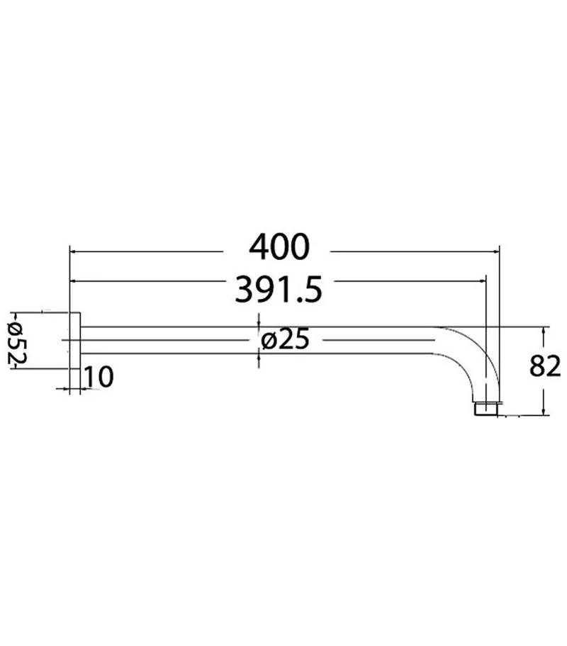 Cora 400mm Round Brass Shower Arm - Specification