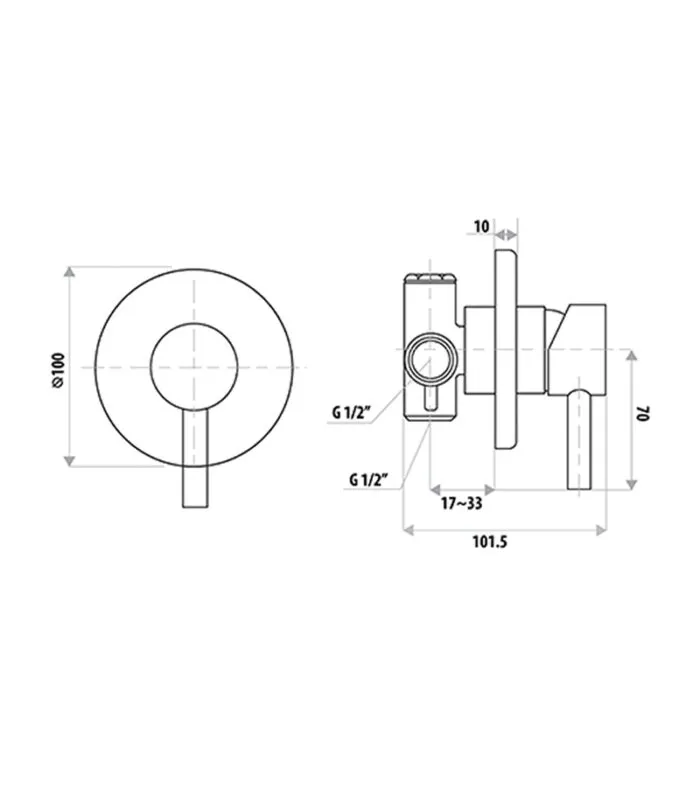 Specification For Loui Wall Or Shower Mixer With Round Backplate