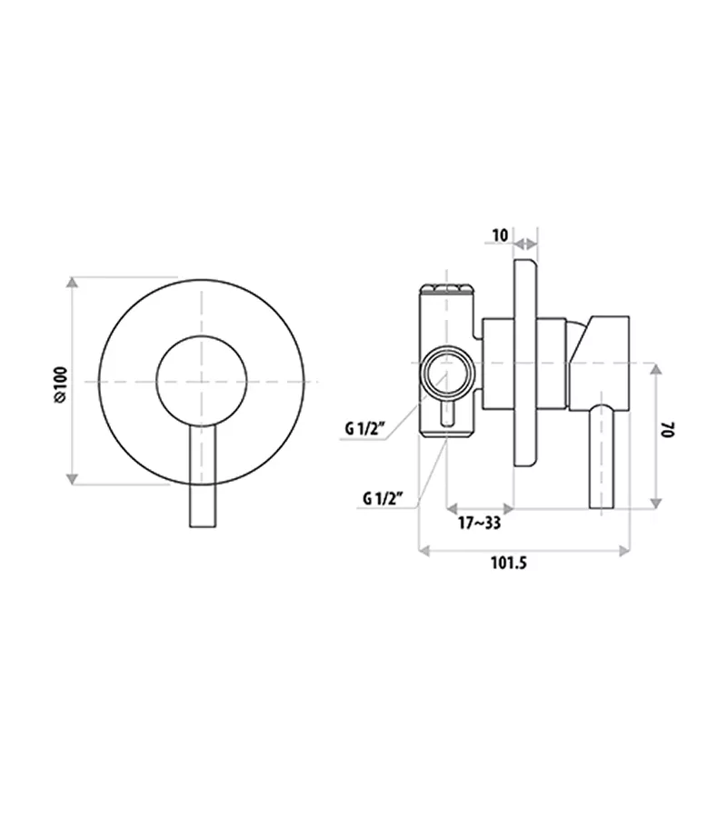Specification For Loui Wall Or Shower Mixer With Round Backplate