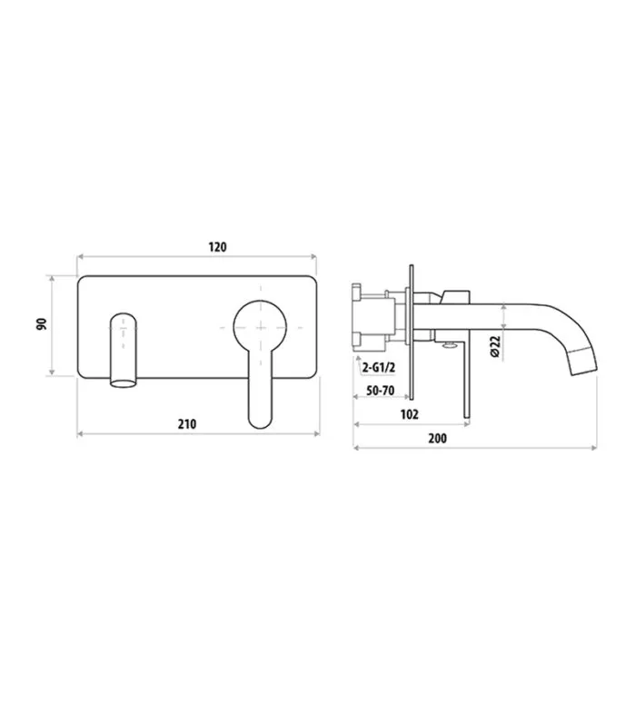 Specification For Loui Wall Mounted Or Bath Mixer