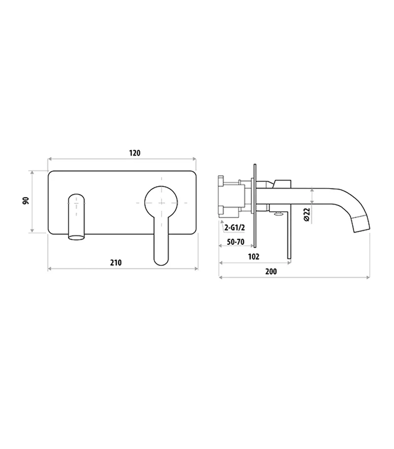 Specification For Loui Wall Mounted Or Bath Mixer