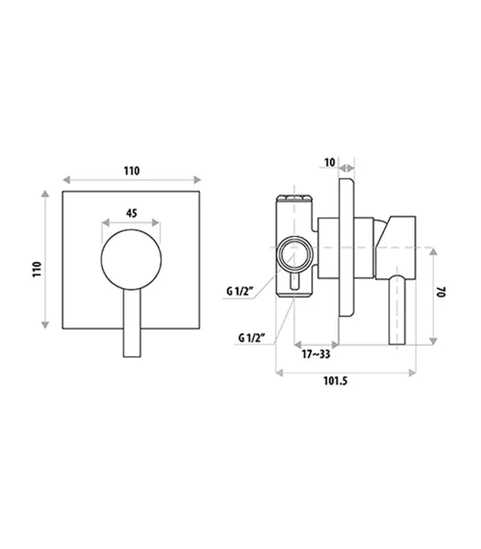 Specification For Loui Wall Or Shower Mixer With Square Backplate