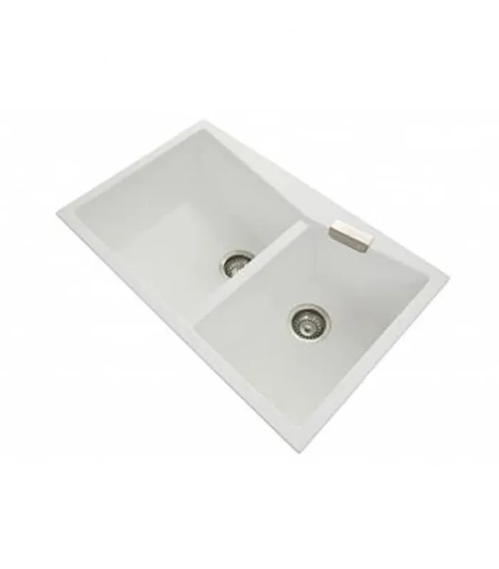 Carysil 800mm White Double Bowls Granite Top/Flush Mount Kitchen Sink TWM 3220W