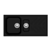 Carysil 1000mm Black One And 1/4 Bowls Granite Topmount With Drainer Board Kitchen Sink TWM NBD150 Carysil 1000mm Black One And 1/4 Bowls Granite Topmount With Drainer Board Kitchen Sink TWM NBD150