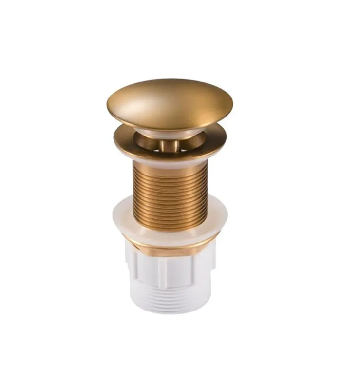 Aqua 32/40mm Mushroom Basin Pop Up Waste With No Overflow - Brushed Brass