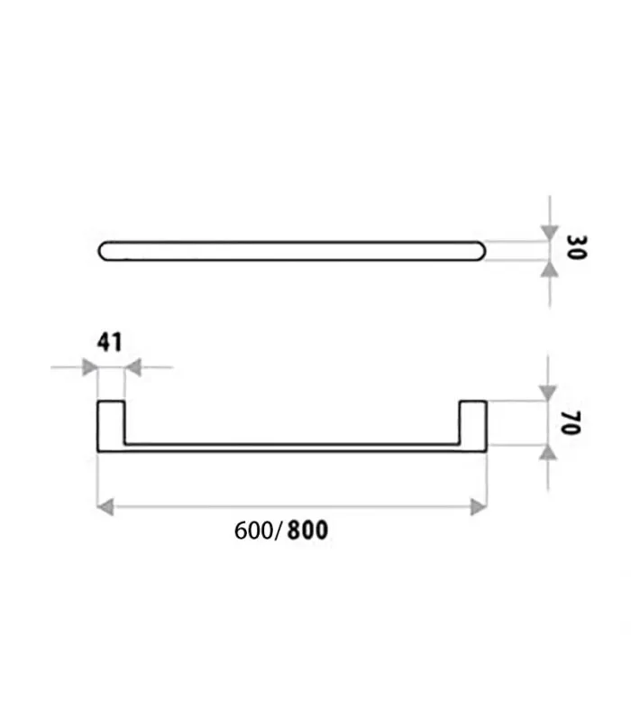 Huntingwood Stainless Steel Single Towel Rail - Specification