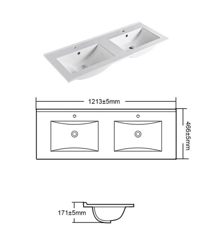 Ceramic Top 1200mm Double Bowl With Specification