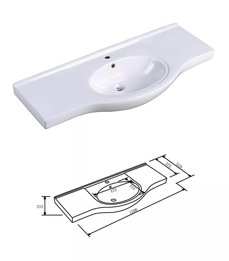 Reno 1200mm Semi-recessed Freestanding Vanity With Ceramic Top – Gloss White Ceramic Top