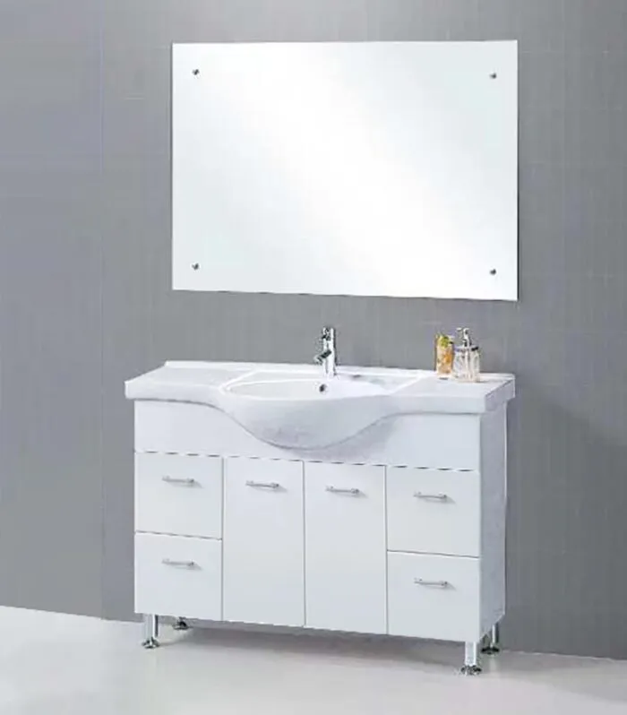 Reno 1200mm Semi-recessed Freestanding Vanity With Ceramic Top – Gloss White