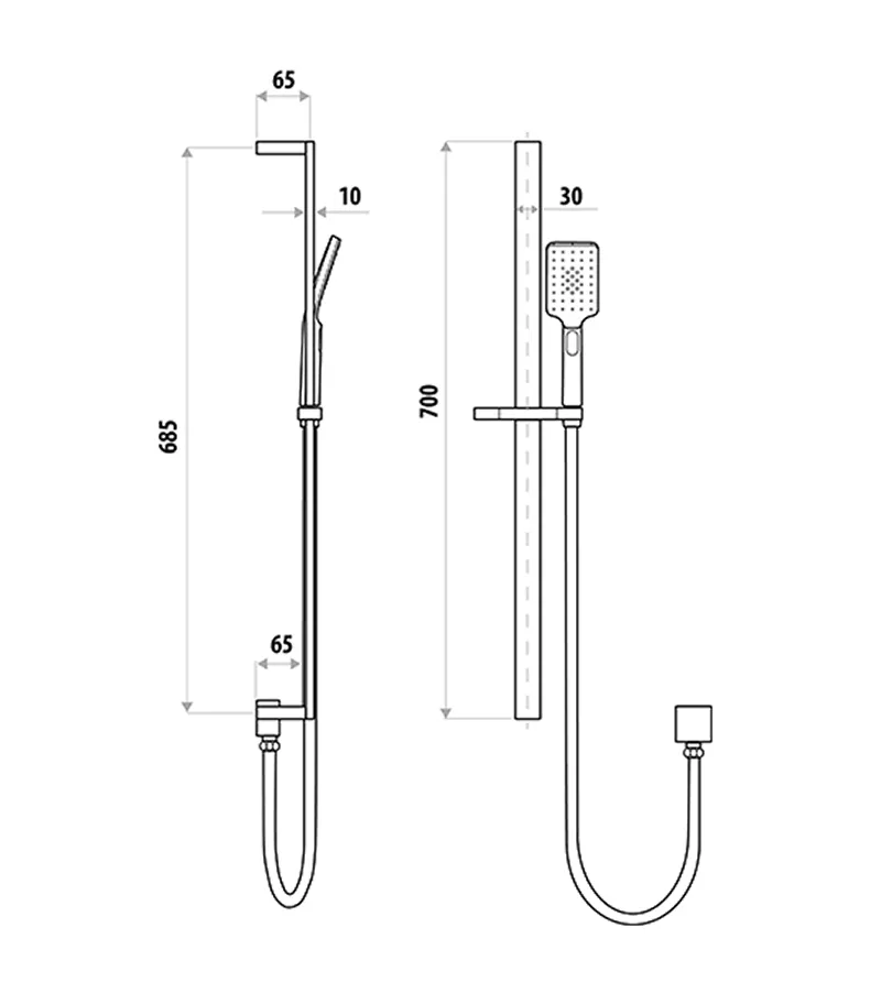 Specification For Liberty Hand Shower On Rail