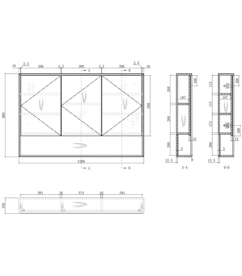 Byron 1200x800mm Shaving Cabinet - Specification