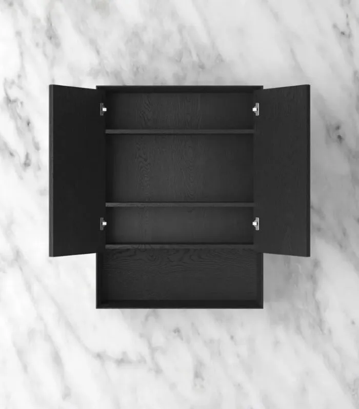 Byron 600x800mm Shaving Cabinet - Black Oak Interior