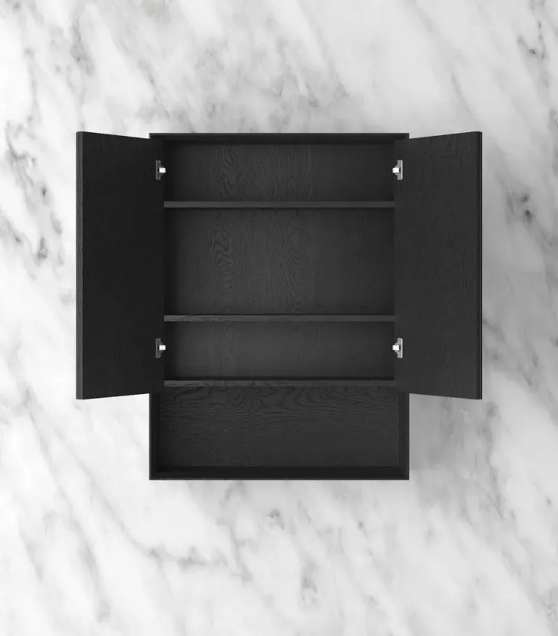 Byron 600x800mm Shaving Cabinet - Black Oak Interior