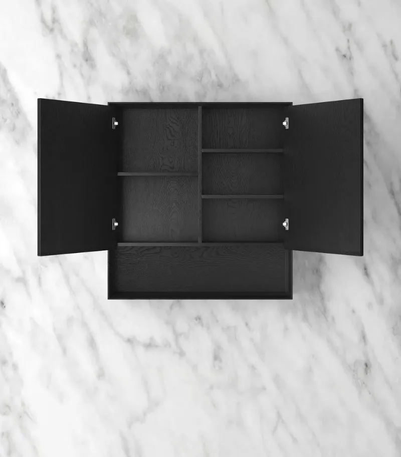Byron 750x800mm Shaving Cabinet - Black Oak Interior