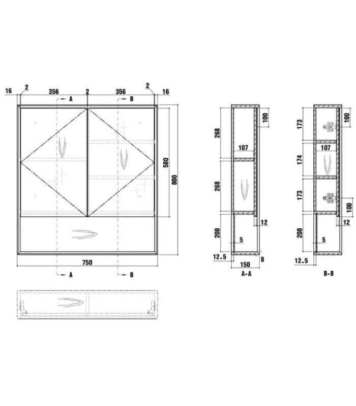 Byron 750x800mm Shaving Cabinet - Specification