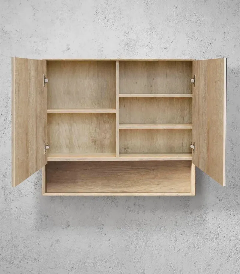 Byron 900x800mm Shaving Cabinet - Natural Oak Interior