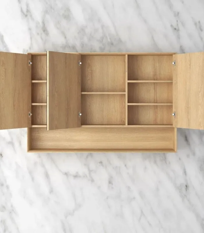 Byron 1200x800mm Shaving Cabinet - Woodland Oak Interior