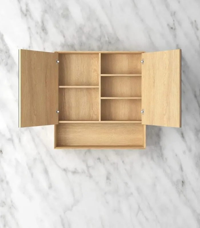 Byron 750x800mm Shaving Cabinet - Woodland Oak Interior