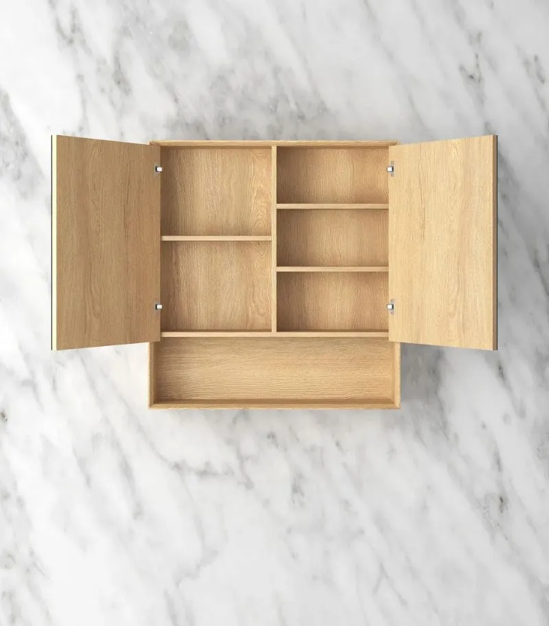 Byron 750x800mm Shaving Cabinet - Woodland Oak Interior