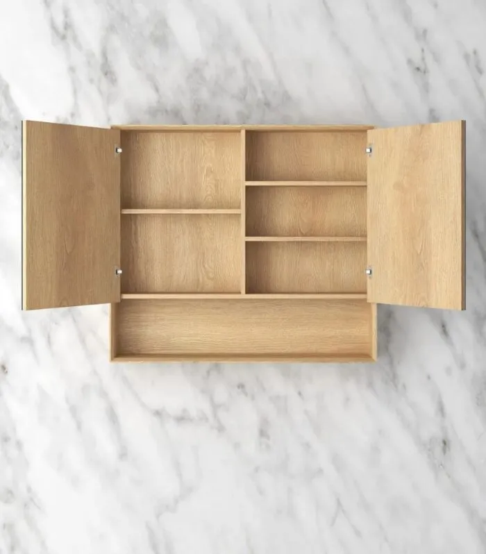Byron 900x800mm Shaving Cabinet - Woodland Oak Interior
