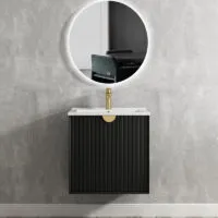 Marlo Matt Black 600mm Plywood Wall Hung Vanity MA600BCT Marlo Matt Black 600mm Plywood Wall Hung Vanity MA600BCT