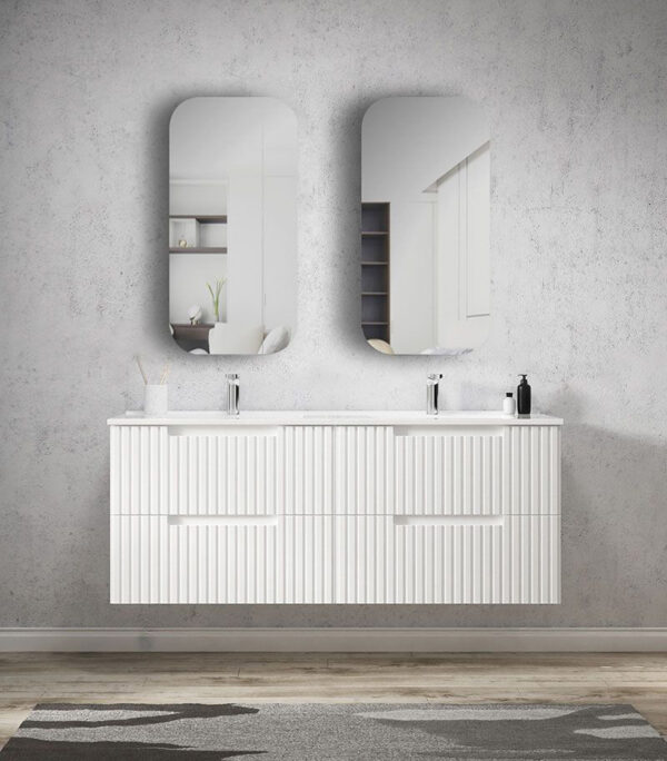 Noosa Matt White 1500mm Double Bowls Plywood Wall Hung Vanity