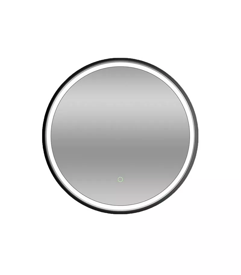 Reno 600mm x 600mm Matt Black Framed Round LED Mirror
