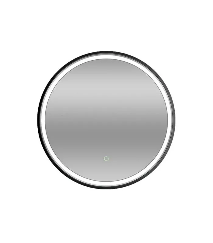 Reno 750mm x 750mm Matt Black Framed Round LED Mirror