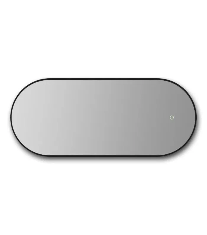 Reno 500mm x 900mm Matt Black Framed Arch LED Mirror