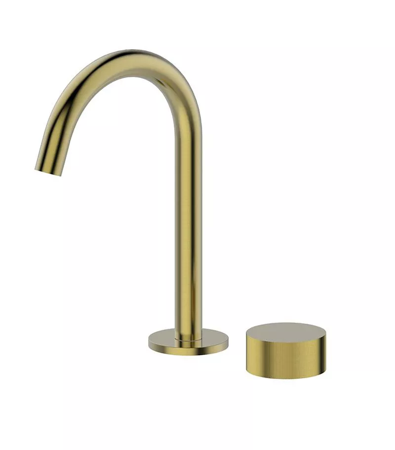 Qi Progressive Brushed Gold Basin Mixer