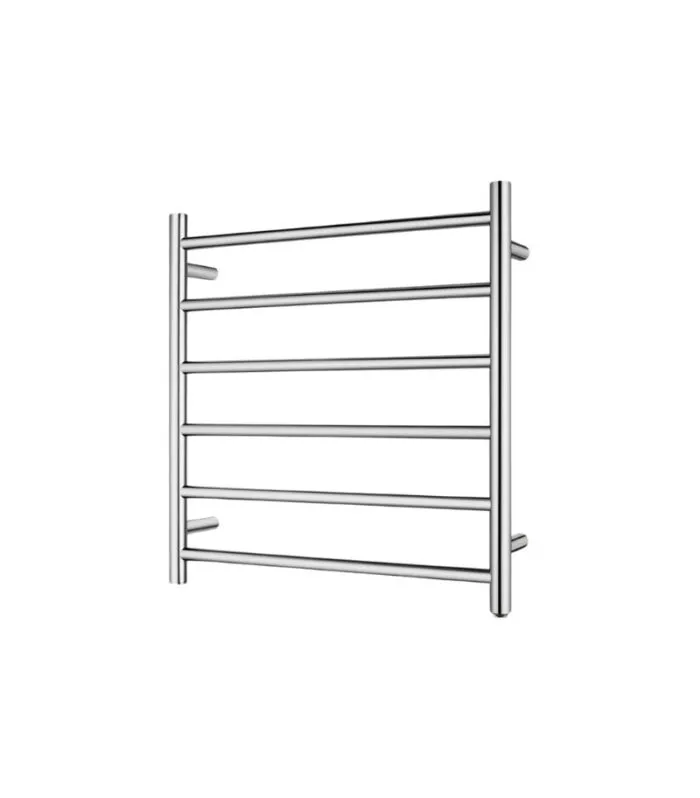 Aqua Round Chrome Heated Towel Rack 6 Bars Sideview