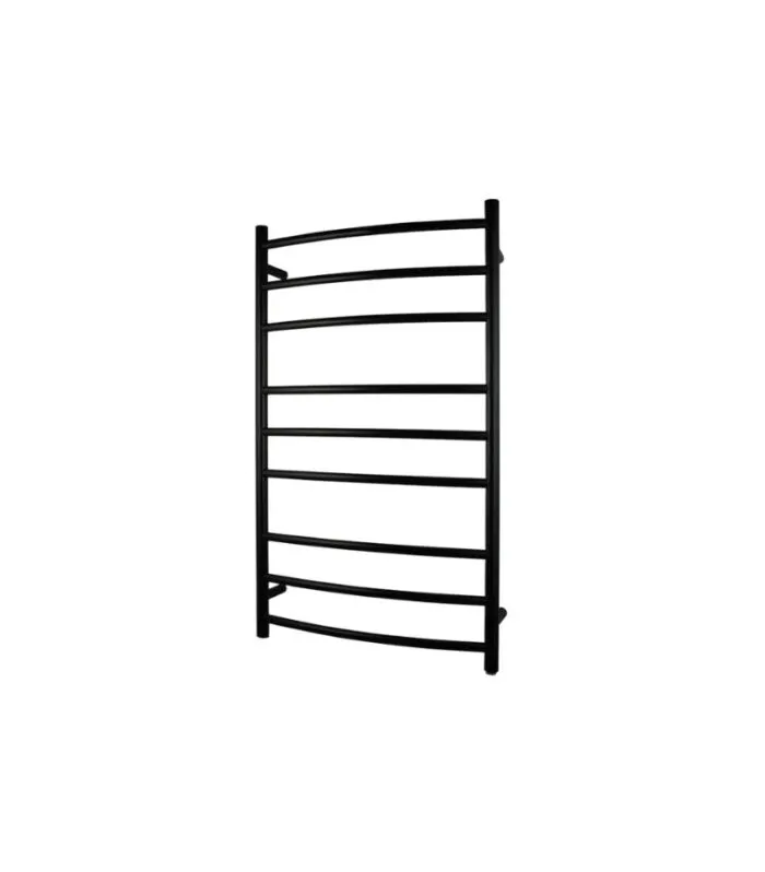 Aqua Round Heated Towel Rack 9 Bars - Matt Black