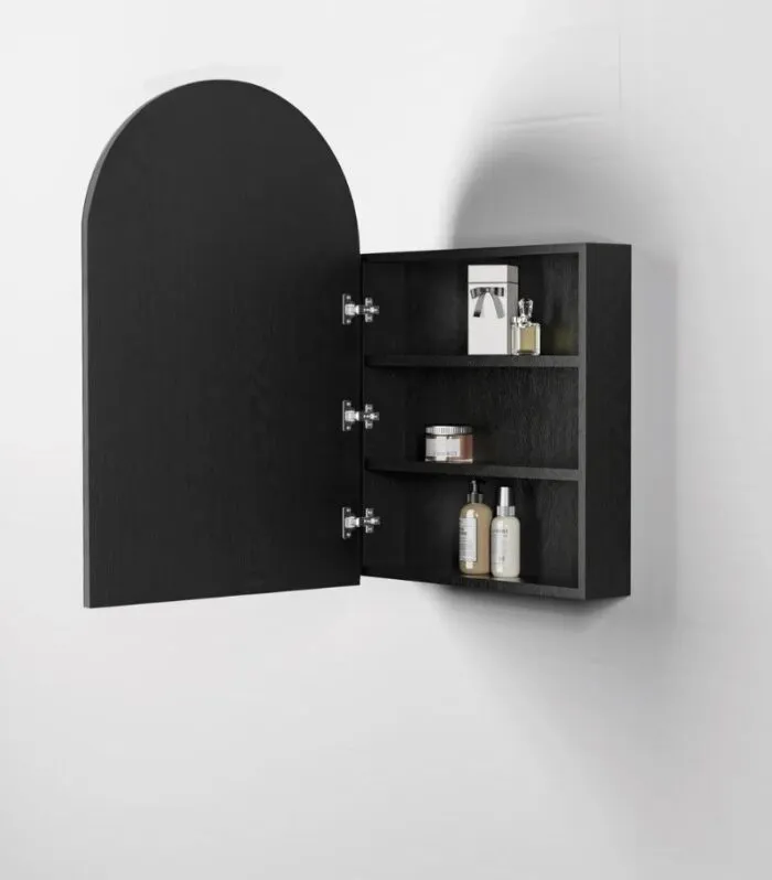 Archie 600x900mm Shaving Cabinet - Black Oak Interior