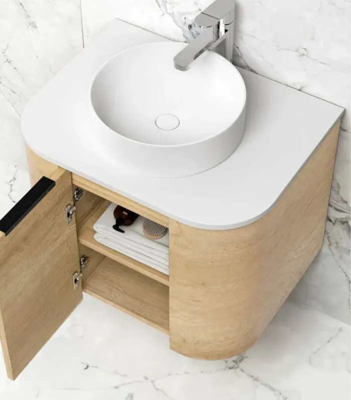 Bondi 600mm Plywood Wall Hung Vanity – Natural Oak | Interior
