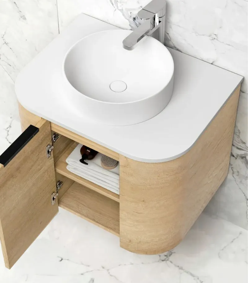 Bondi 600mm Plywood Wall Hung Vanity – Natural Oak | Interior