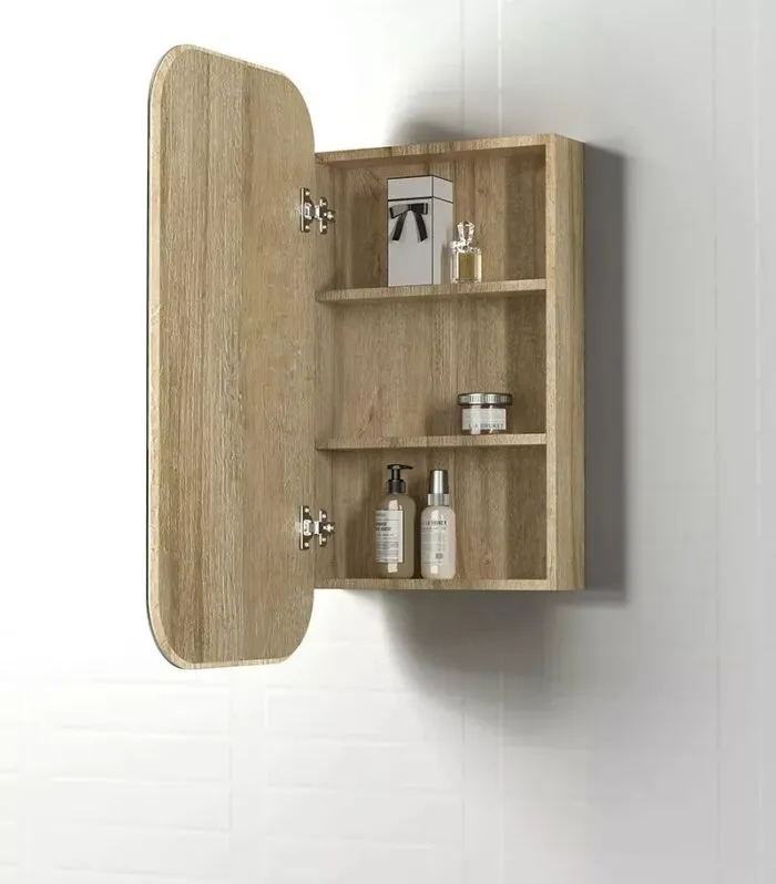 Newport 450x900mm Shaving Cabinet - Natural Oak Interior