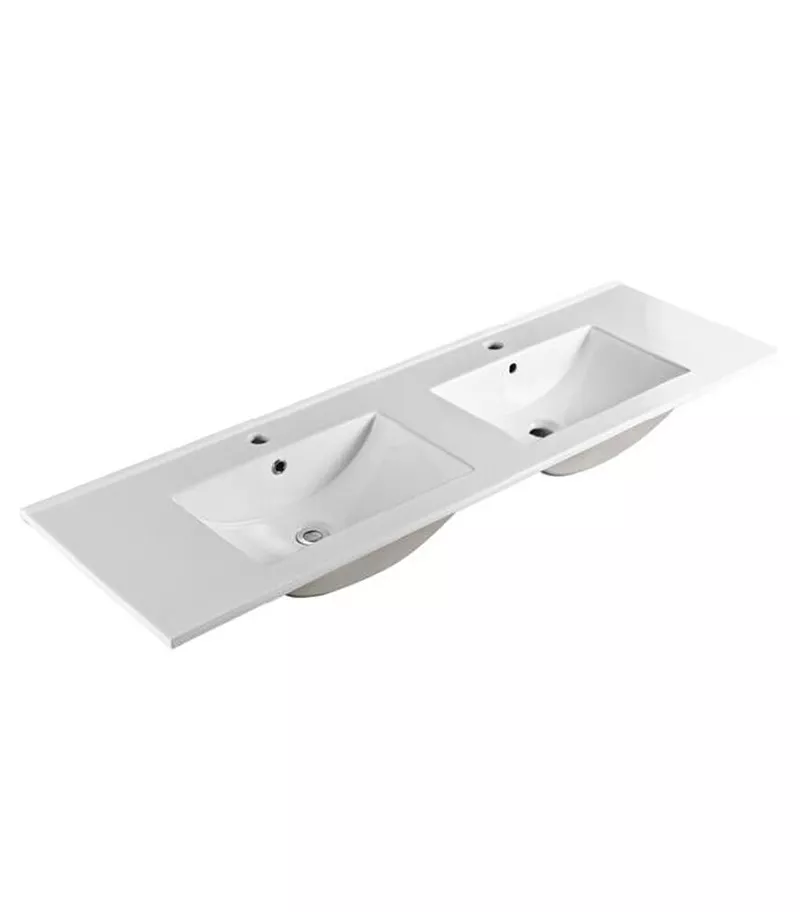1500mm Double Square Bowl Ceramic Top For Vanity Units