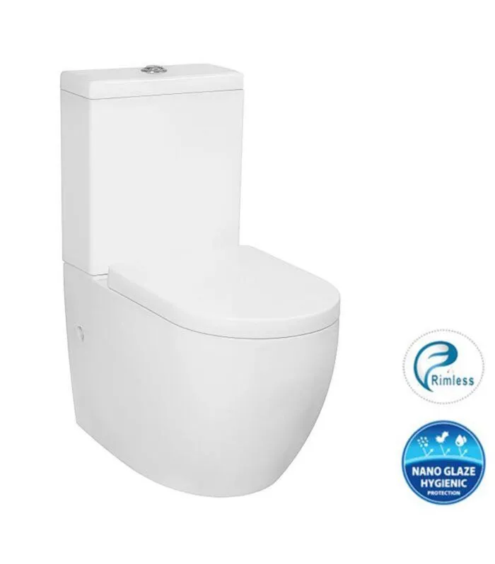 Deluso Gloss White Rimless Flush Wall Faced Toilet Suite
